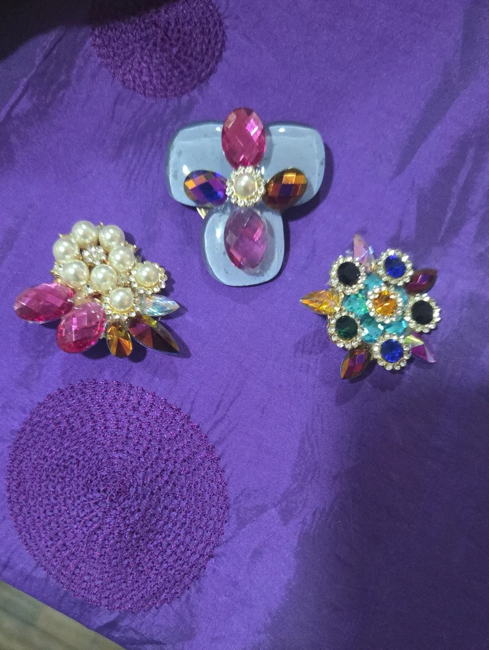 Handcrafted Trio Brooches